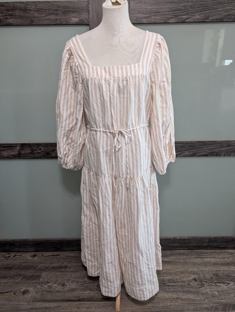 Unsubscribed Square Neck Linen Cotton Dress